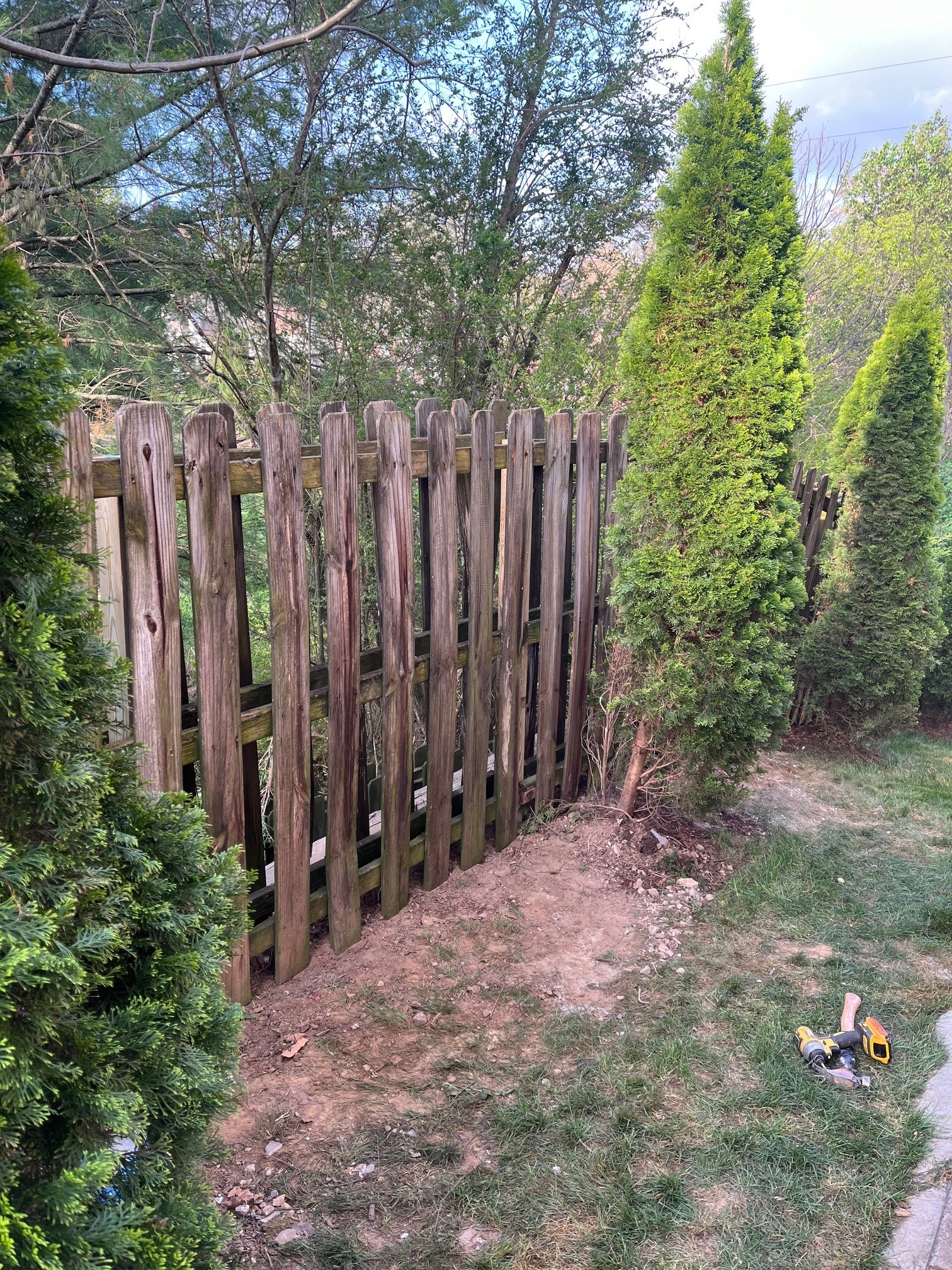 Wood picket fence installation