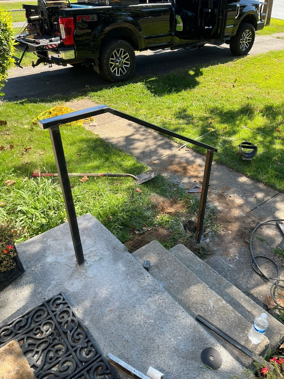 Metal staircase with ornamental railings